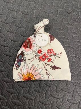 Lou Lou & Company Cream Floral Knot Baby Hat with Pink, Yellow, Red Accents